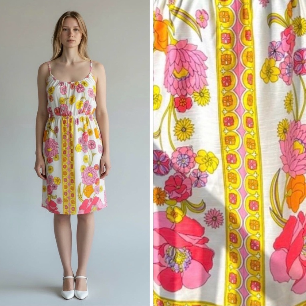 Trina Turk cotton lined high waist floral dress 16 NWOT